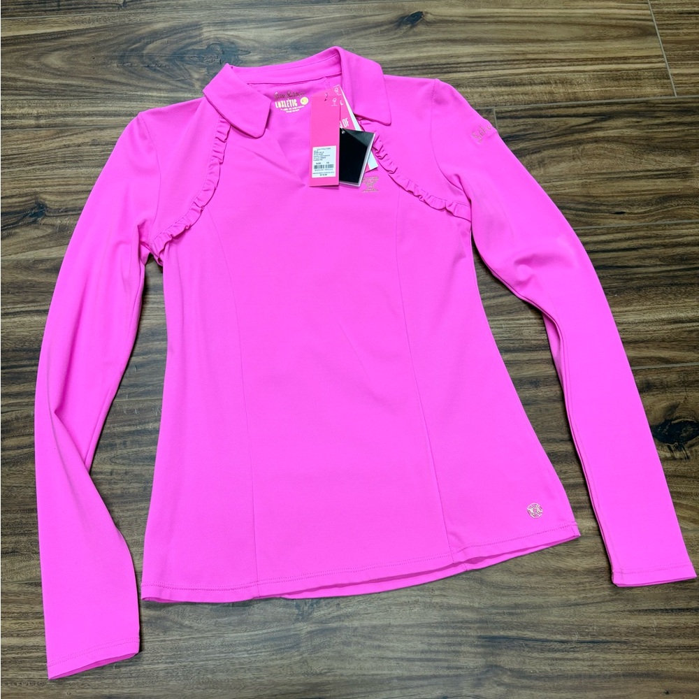 Lilly Pulitzer Martina long sleeve pull over plumeria pink, size XS